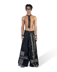 BLACK MOSAIC WIDE LEG JEANS
