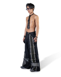 BLACK MOSAIC WIDE LEG JEANS