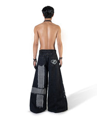 BLACK MOSAIC WIDE LEG JEANS