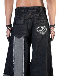 BLACK MOSAIC WIDE LEG JEANS