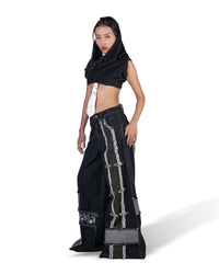 BLACK MOSAIC WIDE LEG JEANS