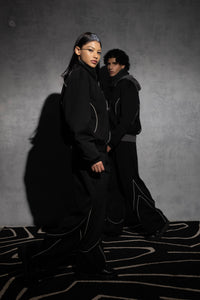 men's black oversized tracksuit styled for streetwear fashion