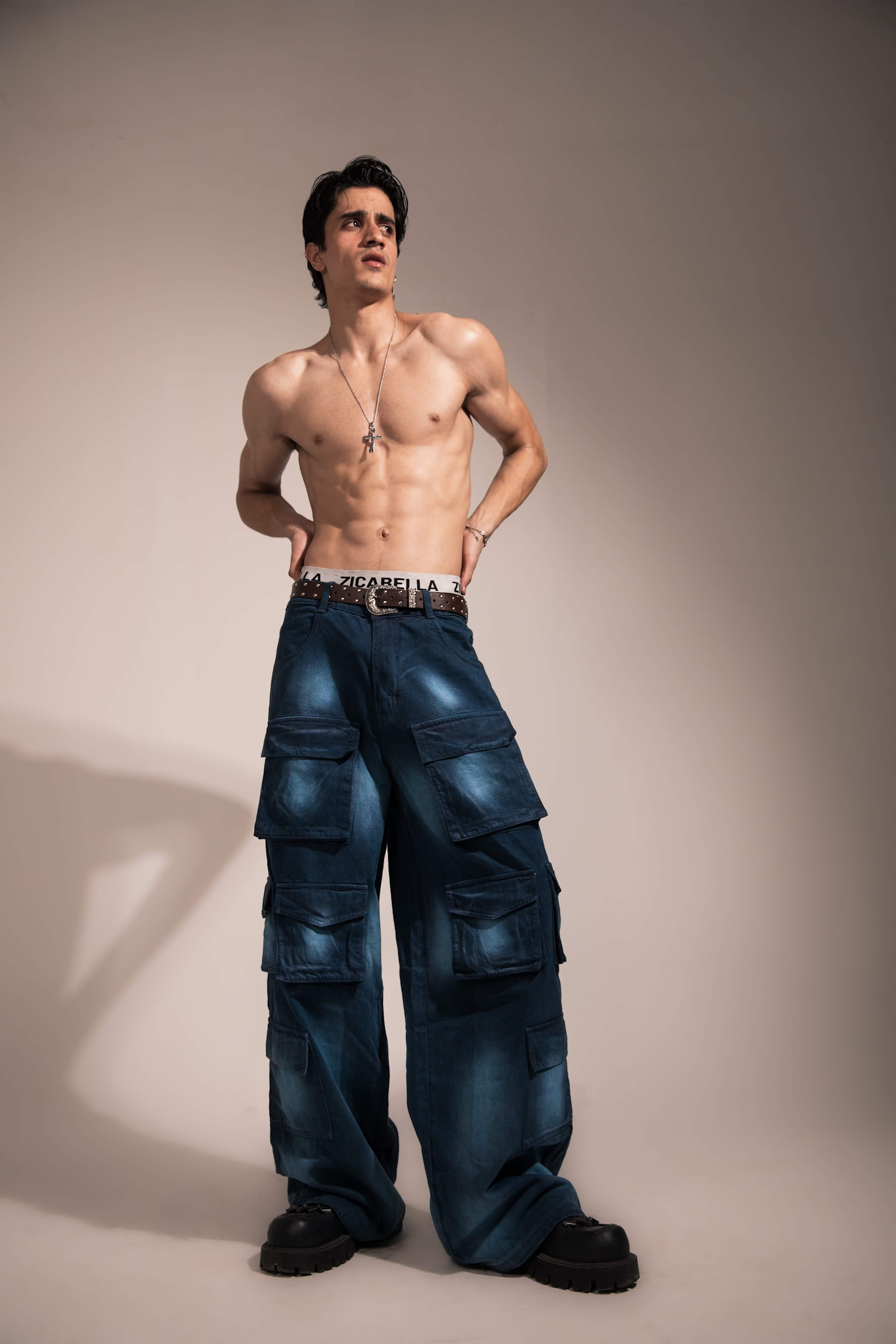 Cargo Jeans Streetwear Denim Jeans Blue Baggy Cargo Jeans Premium