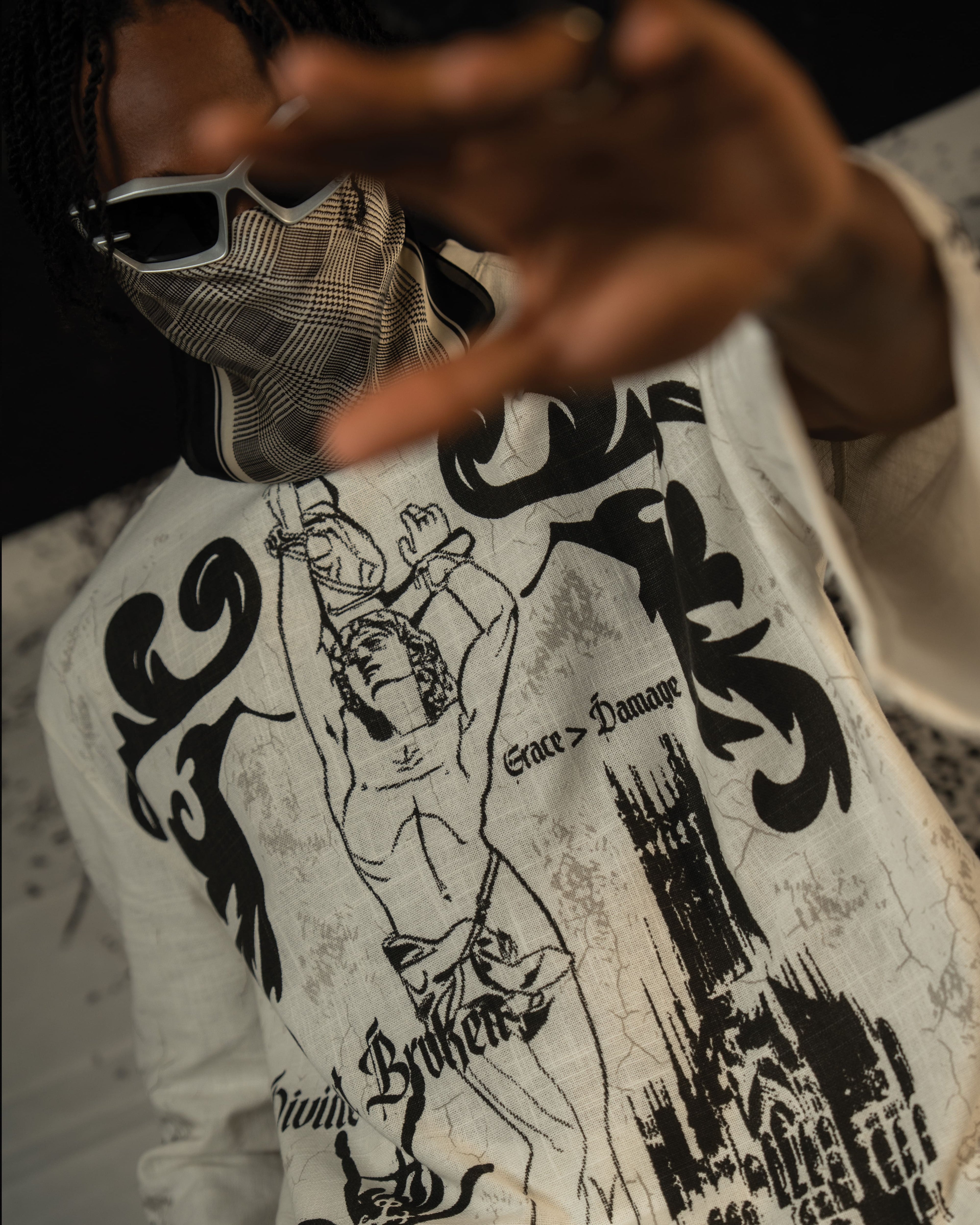 Darkwear fashion editorial featuring modern gothic streetwear styling and oversized silhouettes