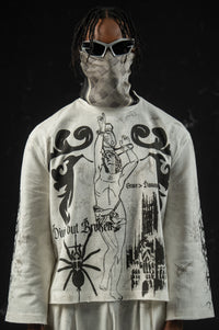 Gothic streetwear co-ord set featuring a graphic full sleeve t-shirt and relaxed darkwear pants