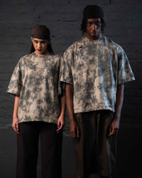 Full length look of GRAINDUST RAW TEE oversized distressed acid wash t shirt