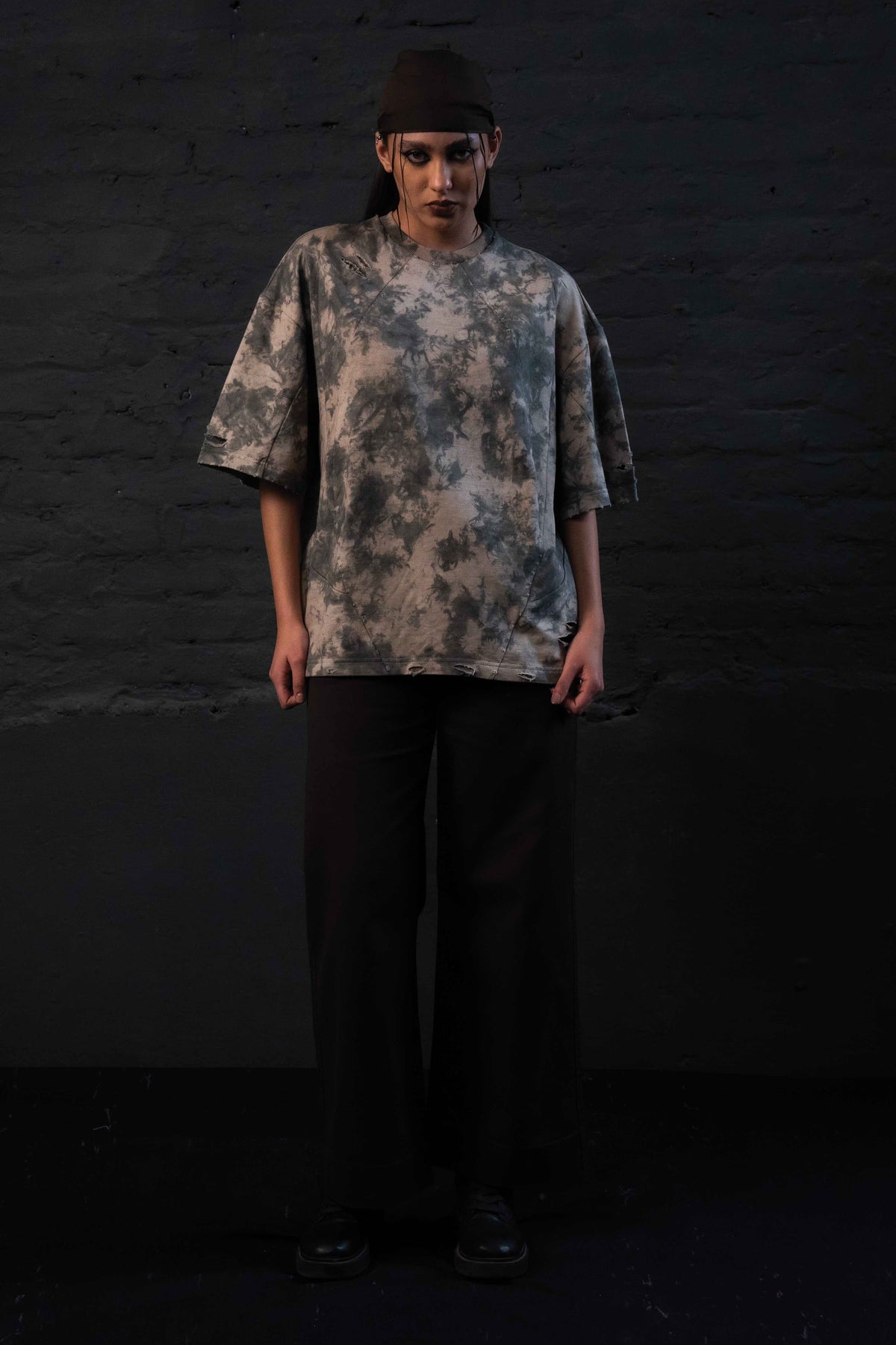 GRAINDUST RAW TEE oversized distressed acid wash streetwear t shirt front view