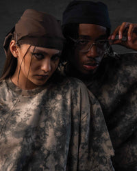 Editorial styling featuring GRAINDUST RAW TEE oversized unisex streetwear t shirt