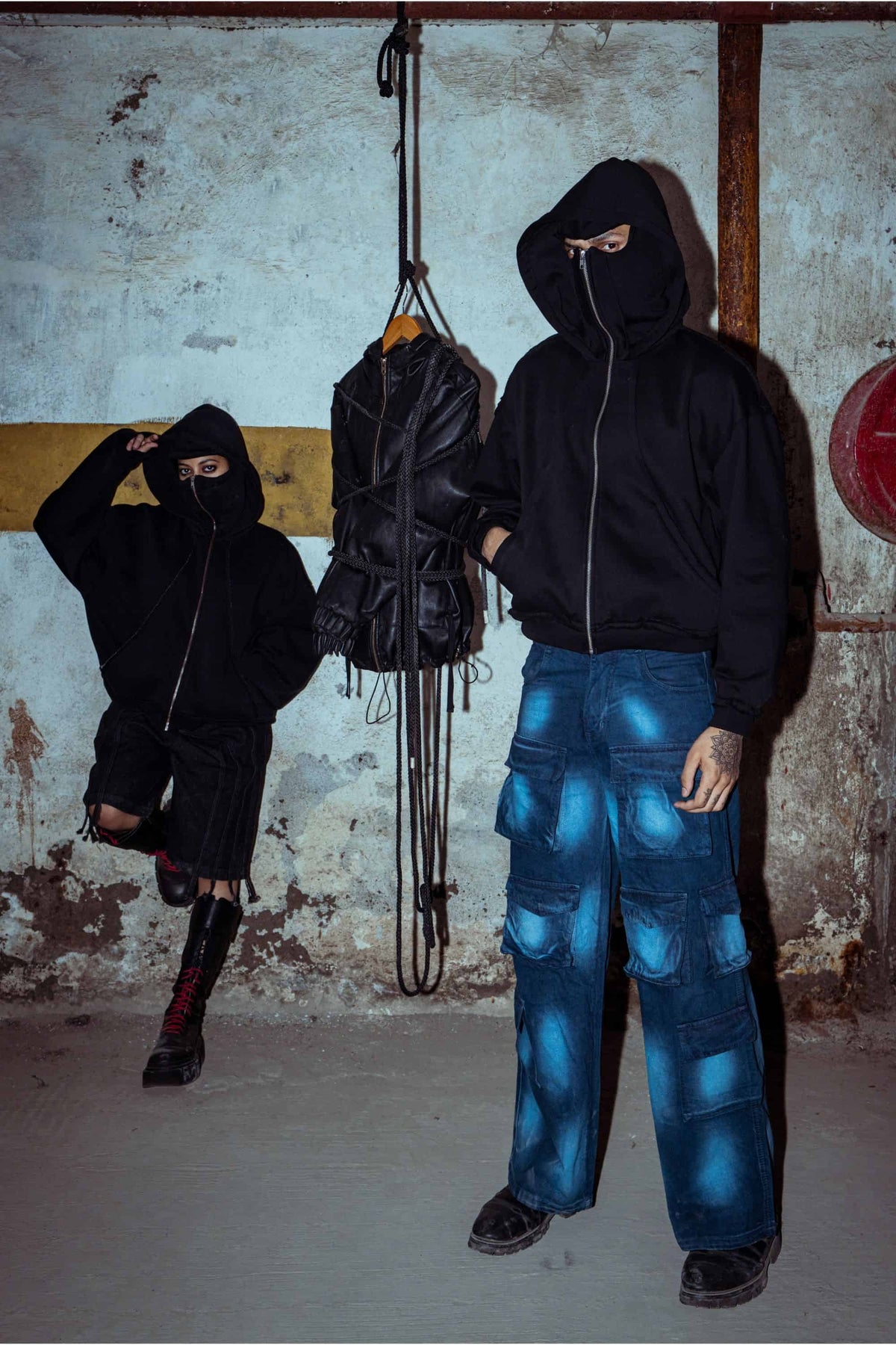 Luxe black cotton jacket with a textured design and relaxed fit, offering chic street fashion