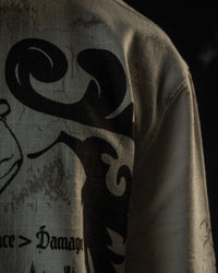 Minimal gothic graphic detail printed on a textured oversized full sleeve t-shirt