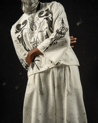 Relaxed fit darkwear wide-leg pants styled with a modern streetwear full sleeve t-shirt