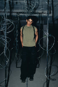 Tank top in premium cotton with a casual fit, designed in olive green for a modern urban style