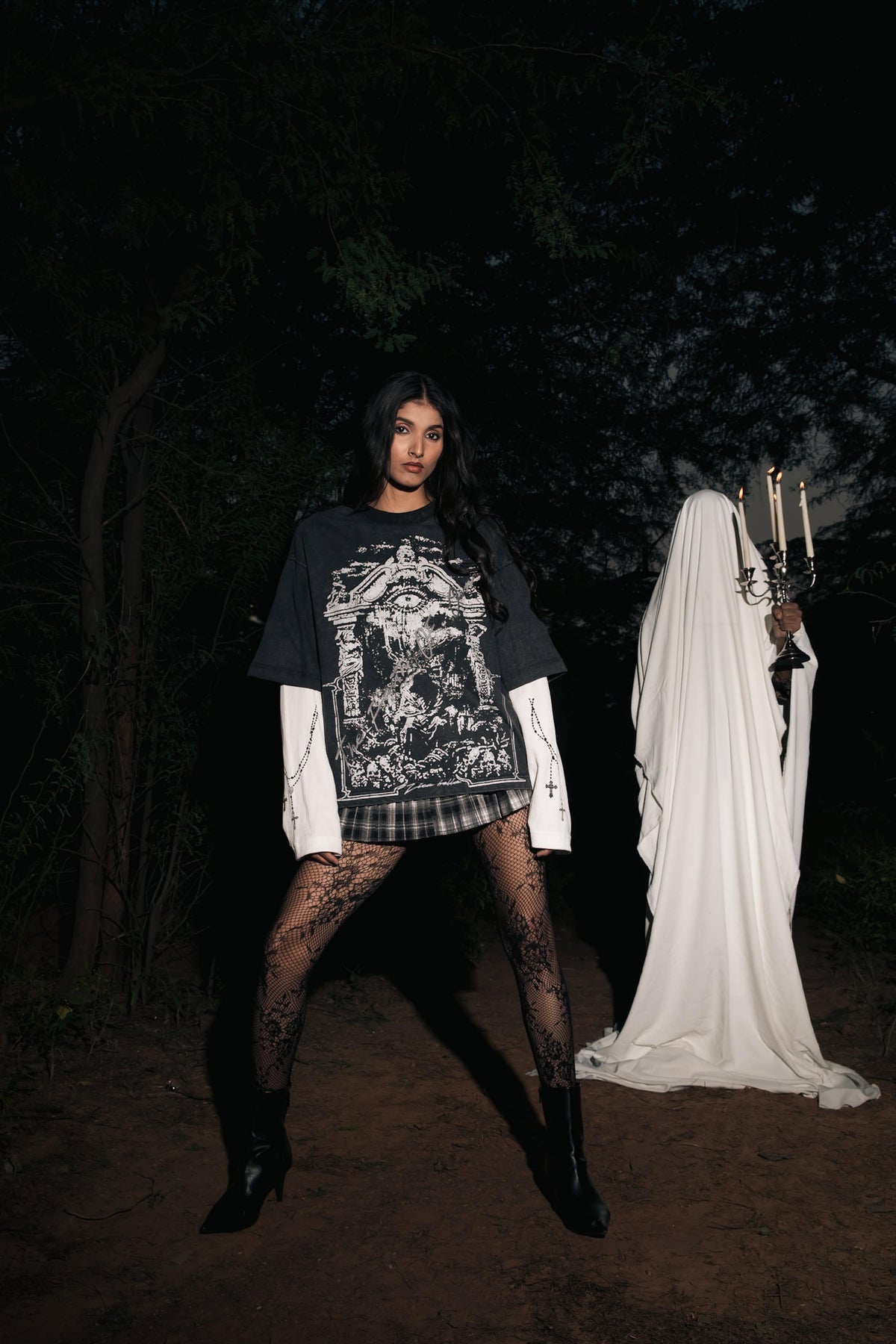 Black cotton graphic t-shirt featuring intricate faith-inspired artwork for modern streetwear