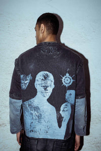 T-shirt made from premium cotton, acid washed black color, 240 gsm ,with a minimal graphic print and relaxed-fit silhouette