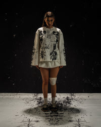 Women's darkwear outfit featuring a gothic oversized full sleeve tee and alternative styling