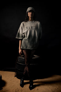 Zica Bella zb gangster premium oversized grey acid wash cotton T-shirt for men styled in urban fashion look