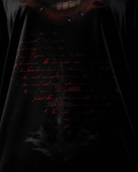 Zica Bella Bloodzic Jersey 01 black streetwear jersey with red handwritten text graphic fabric close up detail