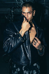 best luxury black jacket with a premium croc leather finish, offering a refined and bold by zica bella 